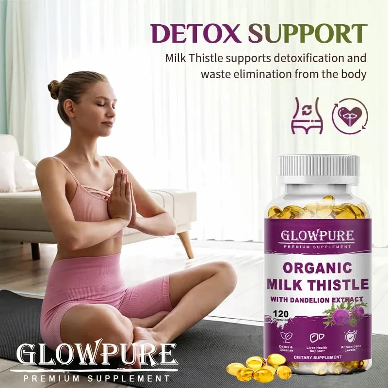 Organic Milk Thistle 9000mg - 30X Concentrated Extract with 80% Silymarin for Liver Cleanse Detox & Fatty Liver Support