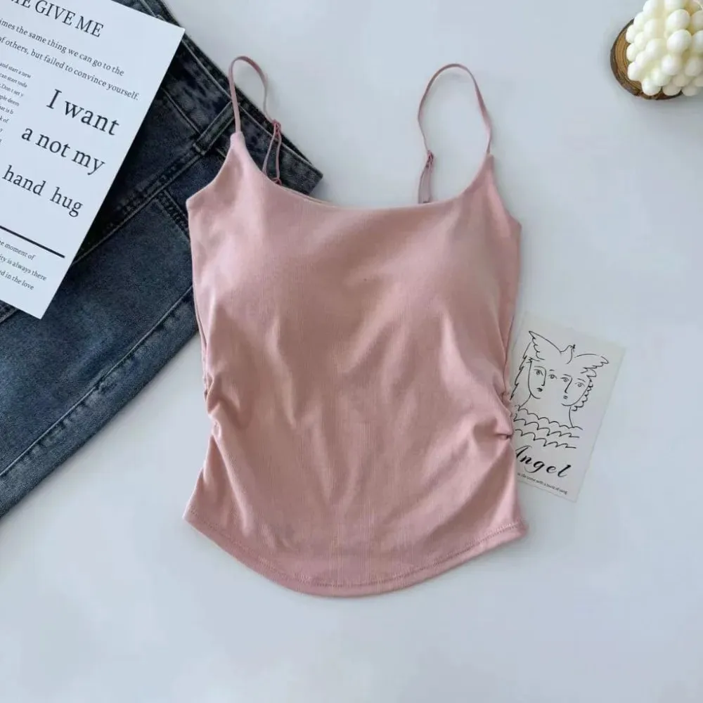 Simple Sleeveless Suspender Vest Slim With Padded Cups Camisole Underwear Short Vest Sports Activities — image 9