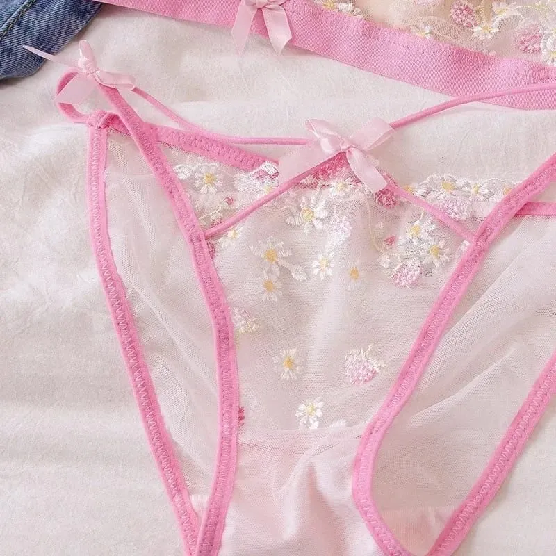 Sexy Lace Bralette Set para sa Women Triangle Cup Wireless Comfortable Underwear Lingerie — image 6