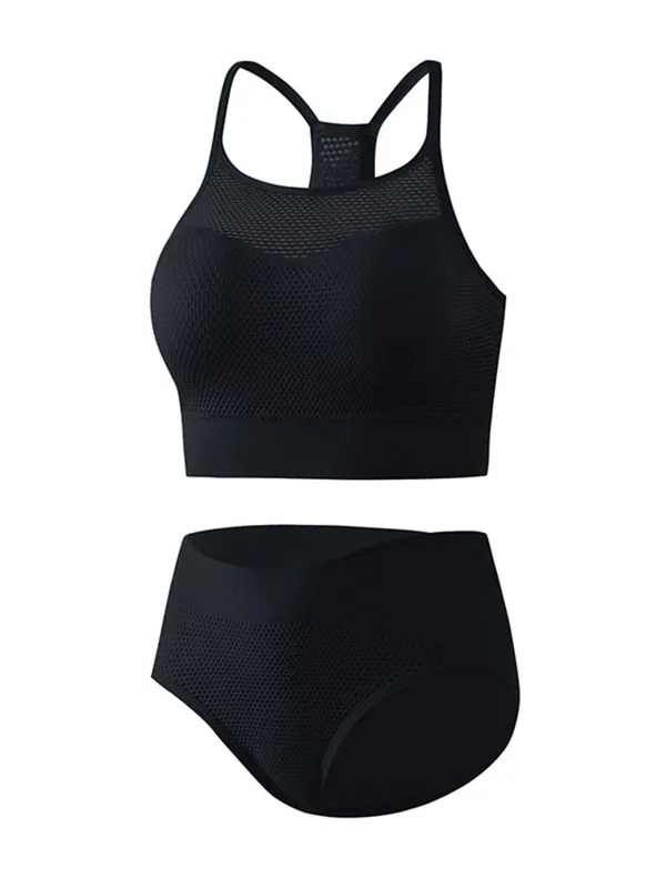 1XL-4XL 2PCS Bra Set Women Underwear Set Sexy Bralette Female Lingerie Ribbed Tops Seamless Wire Free Bra Panty
