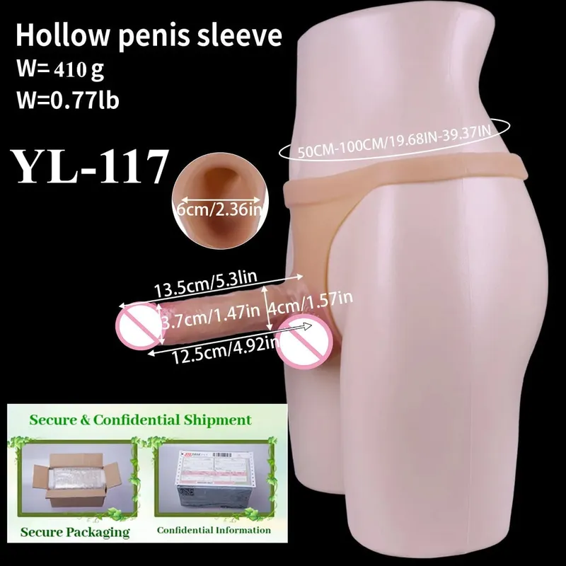 NEW Silicone Solid Hollow Dildo With Thongs Strap-On Penis Sleeve High Elasticity Cock Extender T-Back For Adult 18+ Men Sex Toy