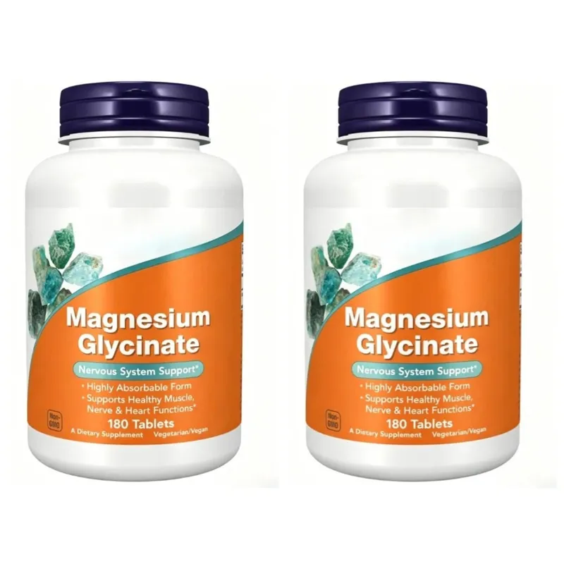 Suplemen Magnesium Glycinate 180 Tablet Chelated Bisglycinate Tablet Pemakanan untuk Lelaki & Wanita Sokongan Mineral Harian Lembut