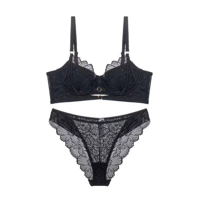 ชุดชั้นใน Balconette ชุดลูกไม้ฝรั่งเศส - Underwire Lift Support สำหรับ Petite Delicate Sheer Bralette Tushy สบายเซ็กซี่ Lace Trim