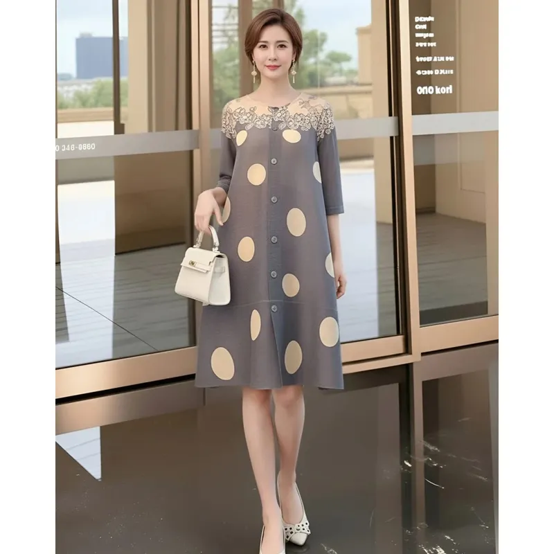 Miyake Pleated Original Polka Dot Dresses Plisse Women Pleats Loose Plus Size 2026 Summer New Casual Versatile Fold Dress