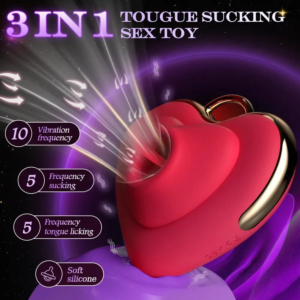 Sex Toys Mini Portable Heart-Shaped Tongue Licking Sucking Massager Powerful G-Spot Clitoral Nipple Stimulator Adult Toy for Women — image 3