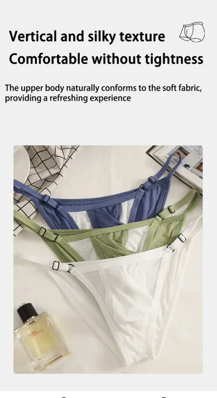 メンズアイスシルクブリーフ、オープンフロントと調節可能なウエスト - 快適なフィット感のための夏のセクシーな通気性の下着 — image 11