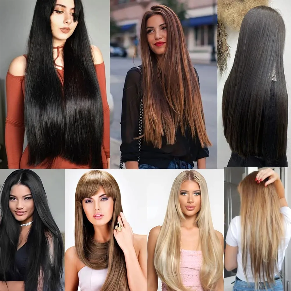 6Pcs/Set 16 Clips In Hair Extensions Black Brown Straight Synthetic Hairpieces 30Inch Thick Hair Extension For Girls Daily Use — image 7