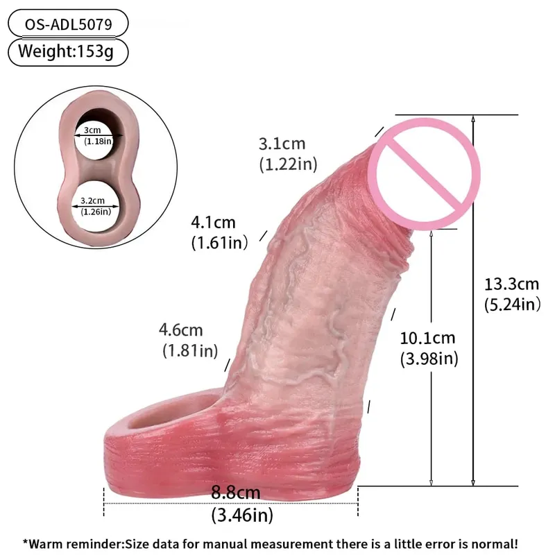 7.2in Realistic Penis Sleeve Reusable Penis Sleeve with Cock Ring Silicone Penis Enlarger Sleeve Male Adult Sex Toy for Men — image 21