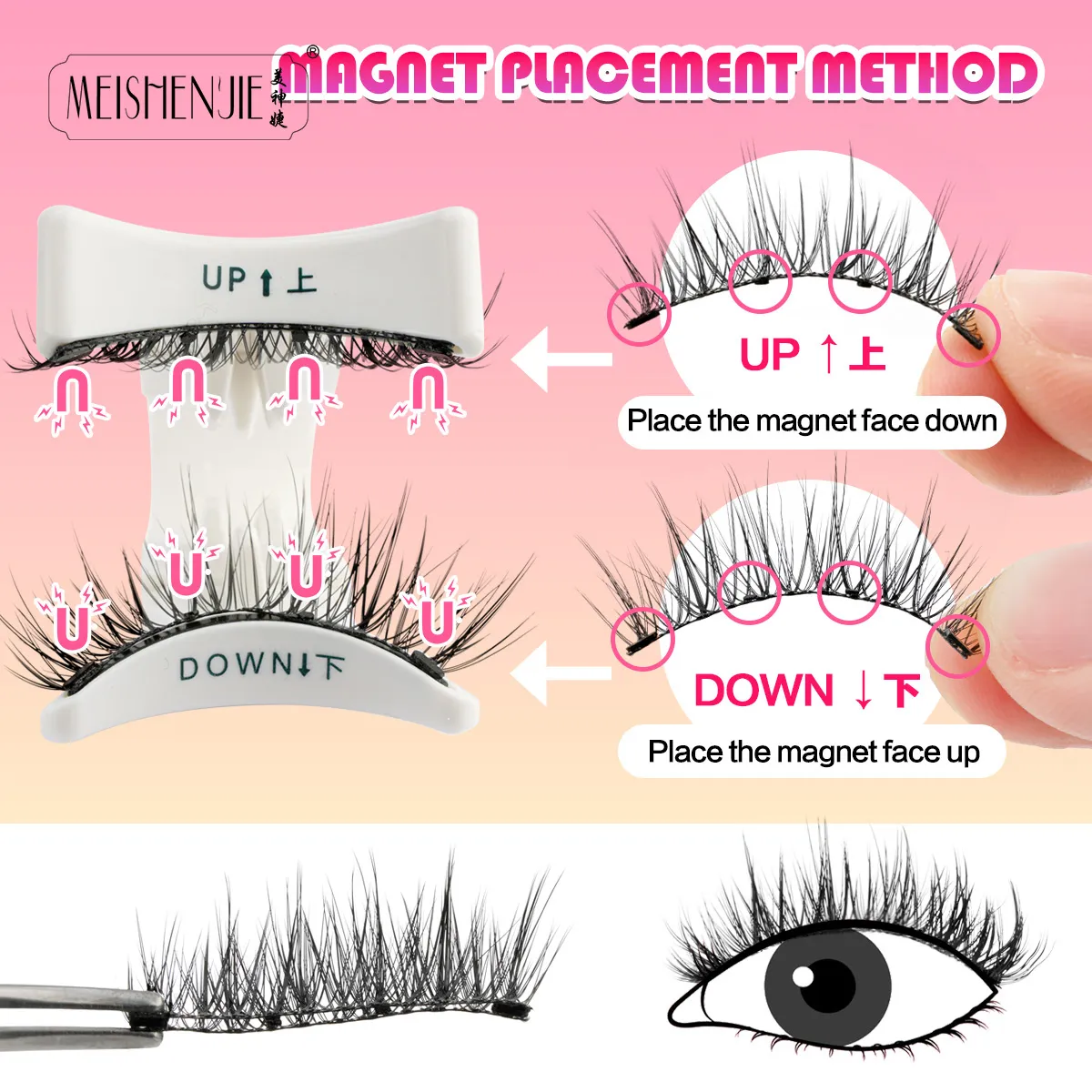 Magnetic Eyelashes Kit Natural 3D Mink Lashes Thick Fluffy False Lashes No Glue Needed Fake Eyelash Makeup Faux Cils