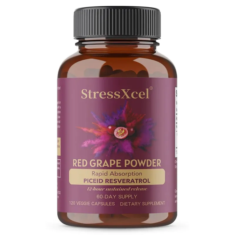 Red Grape Powder + Resveratrol Supplement Antioxidant Supports Heart Joint Brain Immune Health & Anti-Aging Non-GMO