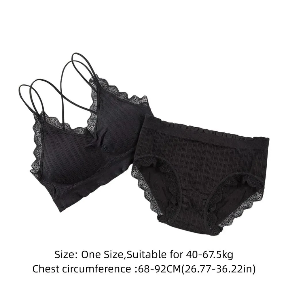 1Set Casual Lace Women Seamless Bra Set V-Neck Breathable Lingerie Set Comfortable with Bra Pads Underwear Set — image 7
