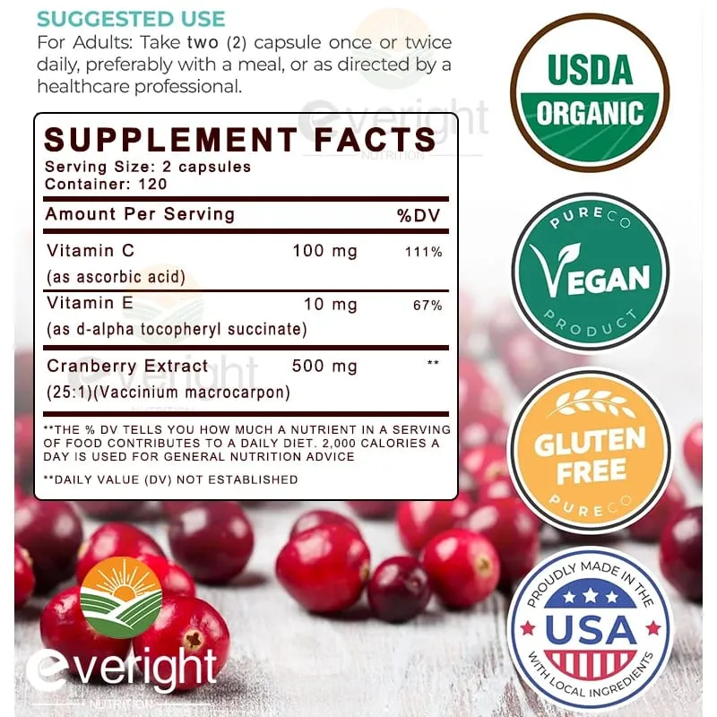 Cranberry Capsules for Women – UTI Defense Blend with Vitamin C & E – Supports Urinary Tract Bladder Kidney & Vaginal pH Healt — image 7
