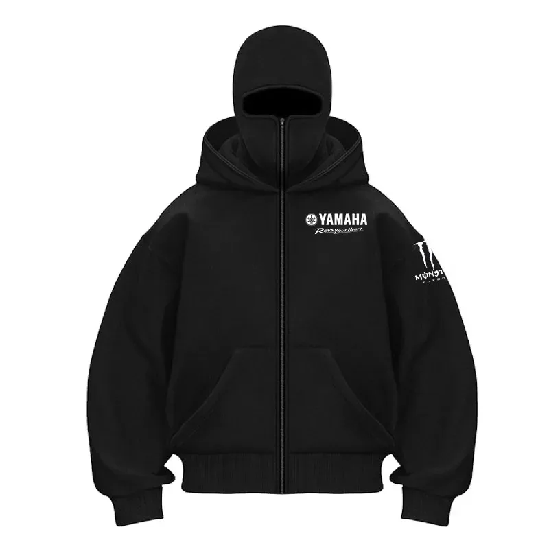 yamaha logo Printed Cotton Cycling Mask Zipper Hoodie Men and Women Autumn and Winter New Style Fashion Casual Retro Cycling Jer — image 14