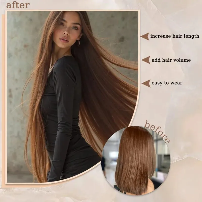 40inch Super Long Hair Extensions Wig Straight 5Clips in Hair Extensions Synthetic Hairpiece Fake Hair for Women Daily Party Use — image 5