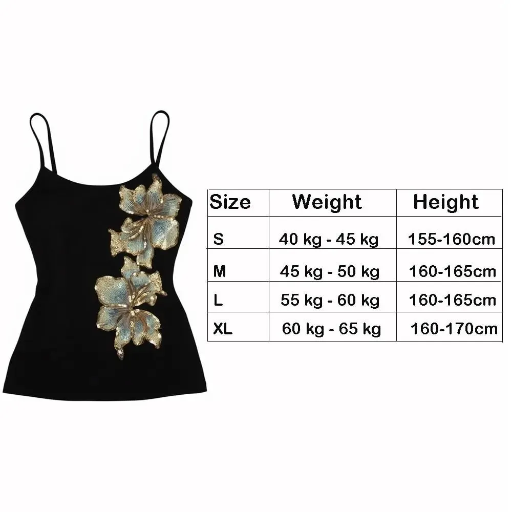 Casual Vintage Summer Tanks Sleeveless Black Camis Tops Bodycon Fit Floral Print Crop Vest Spring Summer — image 3