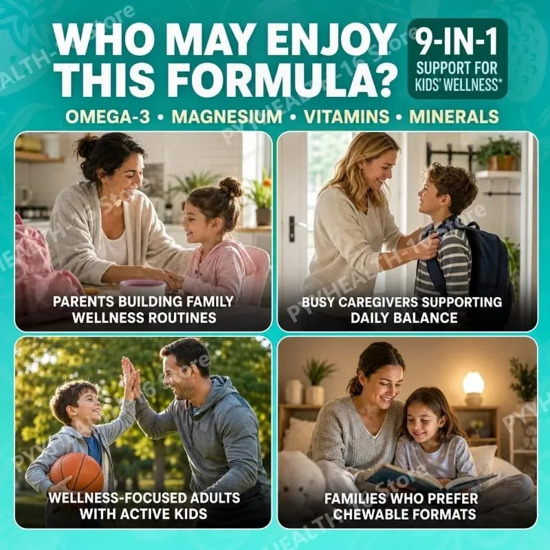 Kids Multivitamin Gummies with Omega 3 Magnesium Zinc Vitamin C D3 B12 Mixed Berry Flavor Daily Wellness Supplement 60 Gummies — image 5
