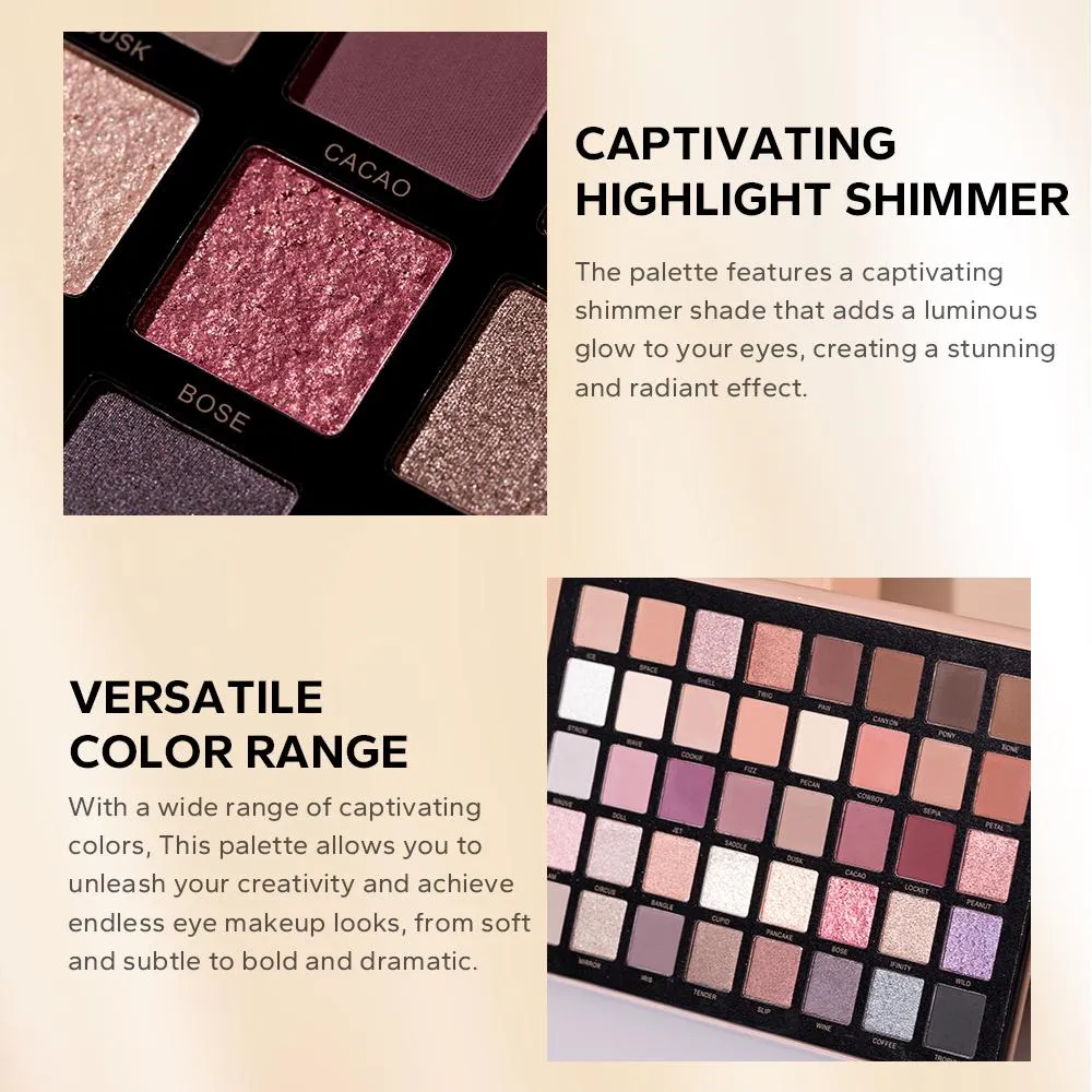Neutral Vibes Matte 40 Colors Highlight Shimmer Eye Shadow Cosmetics Palette Glitter Eyeshadow — image 3