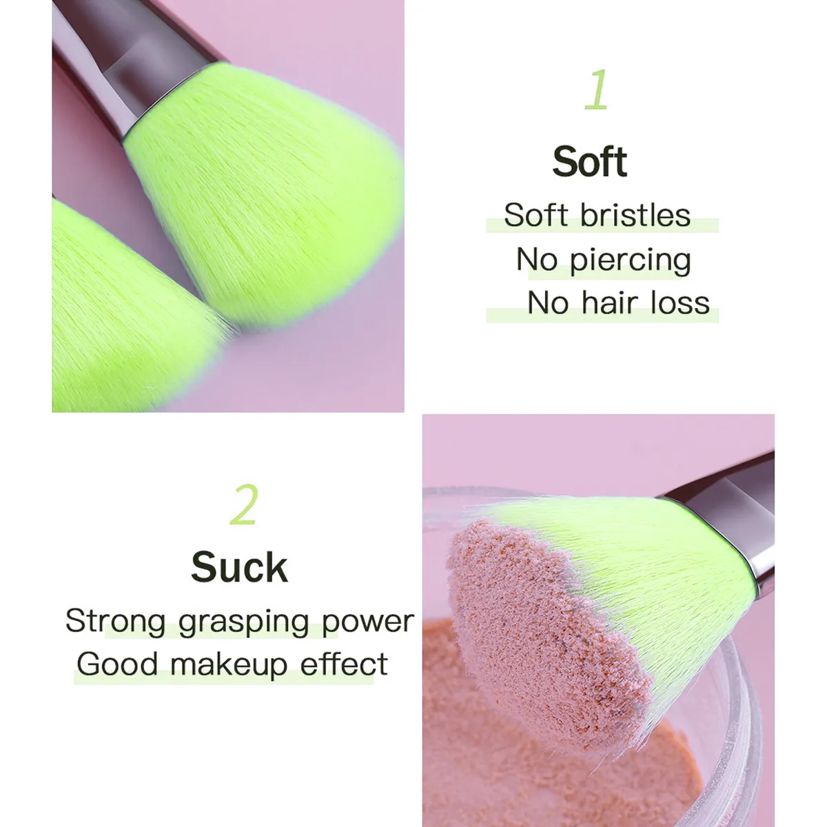 Neon Green 12 Pieces Makeup Brush Set Soft Cosmetic Brushes for Face Foundation Eyeshadow Blush Daily Make up Application — image 5