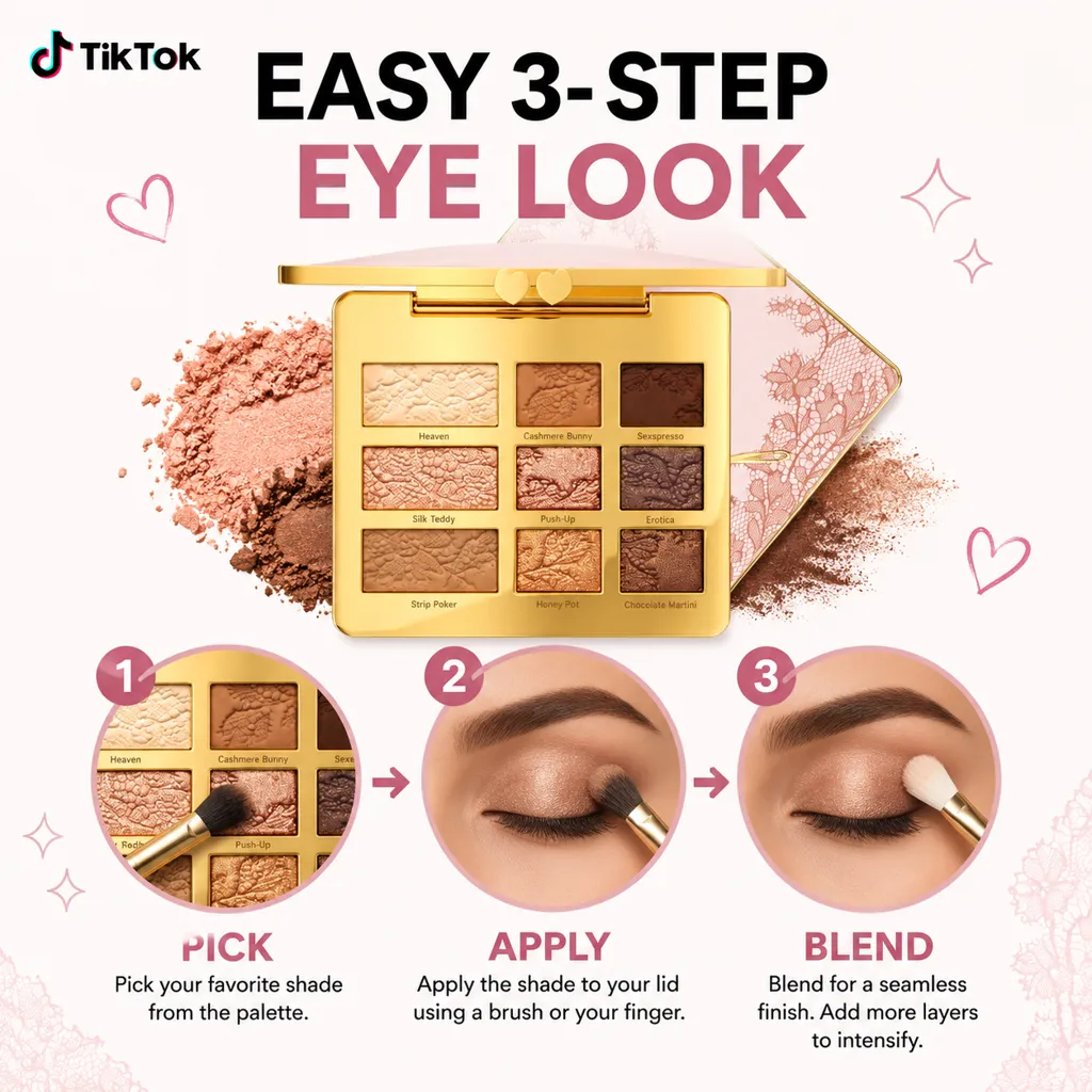 Cute Chic 9 Color Eyeshadow Palette Matte Shimmer Eyeshadow Powder Mini Portable Travel Makeup Palette Versatile Eye Shadow — image 3