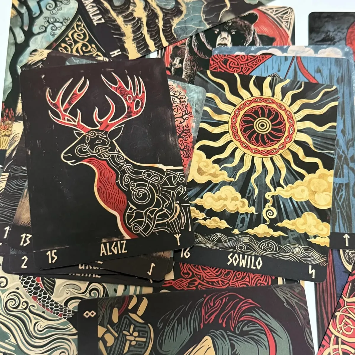 Norwegian Woodcut Runes Deck 24pcs English Version The Elder Futhark Runes Oracle deck