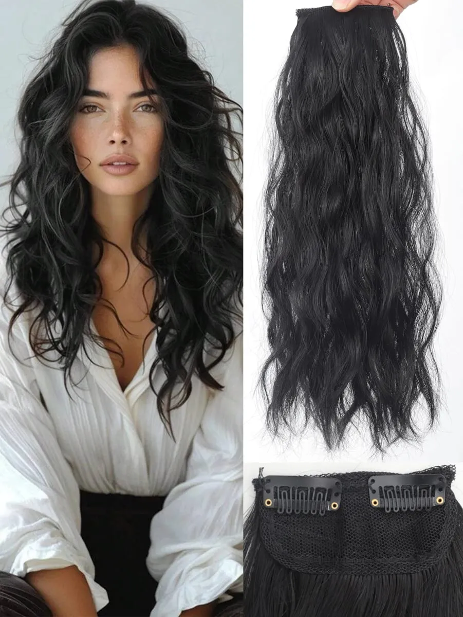 Women Water Wave Extensions Clip In Hair Extensions Invisible Synthetic Wig Piece Suitable Thinning Hair Increase Hair Volume — image 2