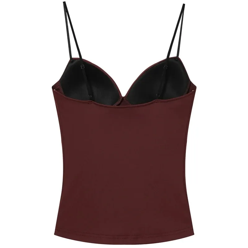 Burgundy Slip Top Women Summer Sexy Corset Tanks & Camis Fashion Sleeveless Backless Bra Top Chic Elegant Bustier Camisole — image 3