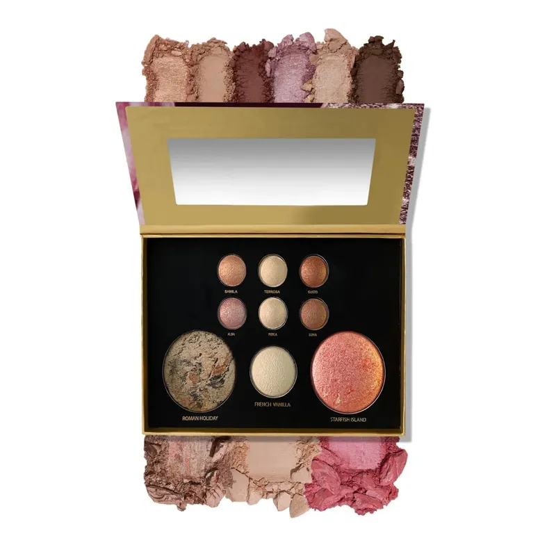 Tuscan Dreams Holiday Baked Starter Kit (4PC)-- Full Face Makeup Palette Foundation na may Limited Edition Brushes