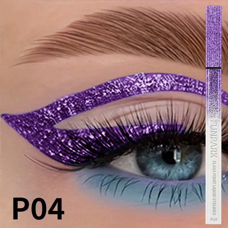 1 STK Glitter Flydende Eyeliner Blyant Vandtæt Lilla Pink Blå Eye Liner Pen Langtidsholdbar Hurtigttørrende øjenmakeup til kvinder — image 3