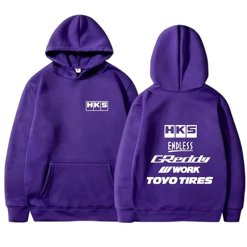 2025 남성 패션 멋진 까마귀 일본 JDM 수정 된 자동차 HKS 끝없는 Hoody 남성 여성 빈티지 캐주얼 운동복 긴 소매 풀오버