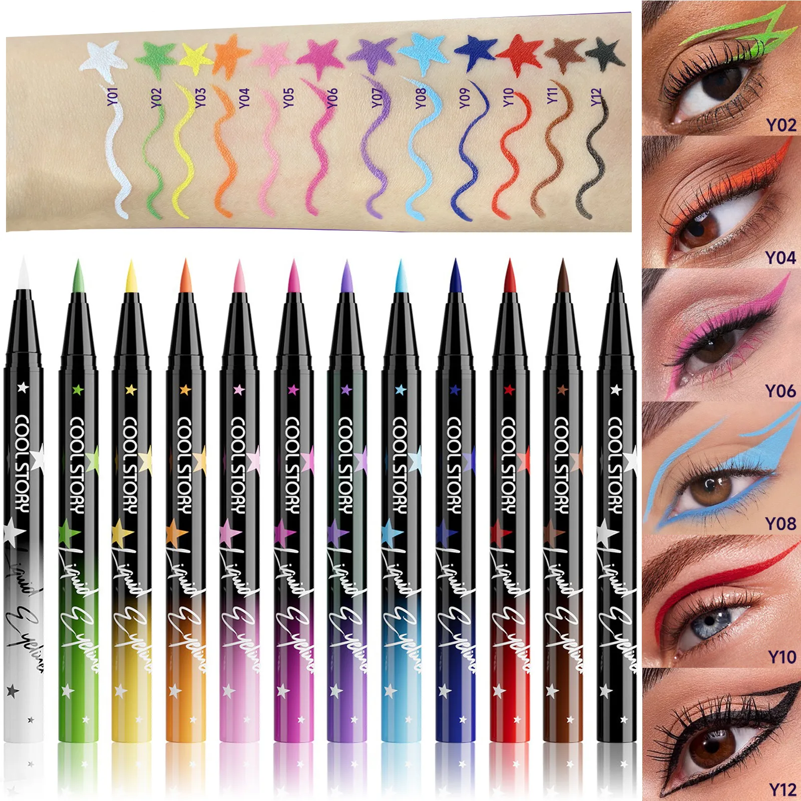 Red White Black Waterproof Eyeliner Pencil Untra-fine Liquid Eye Liner Pen Quick Dry Long Lasting Non Smudge Makeup Cosmetics