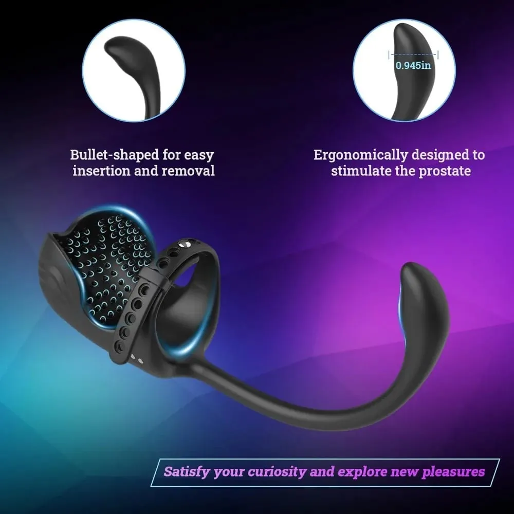 3 in 1 Anal Plug Vibrator Testicle Taint Stimulator Vibrating Cock Ring Remote Control Male Prostate Massager Sex Toy for Couple