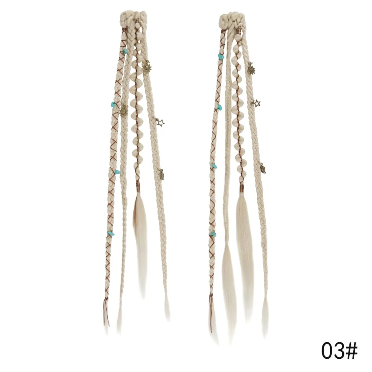 Clip in Braided Hair Extensions for Women Boho Dreadlock Clip in Braids with Beads 2pcs Handmade Synthetic Braided Hairpieces — image 10
