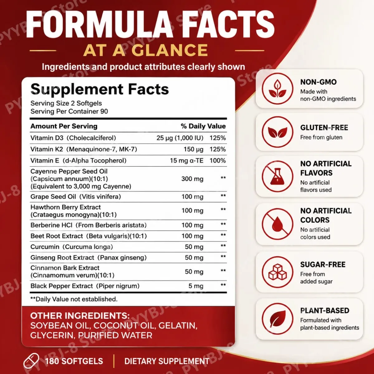 Cayenne Pepper Softgels with Chili Pepper Seed Oil Berberine and Vitamin E Support Normal Digestive Etabolism & Immune Health