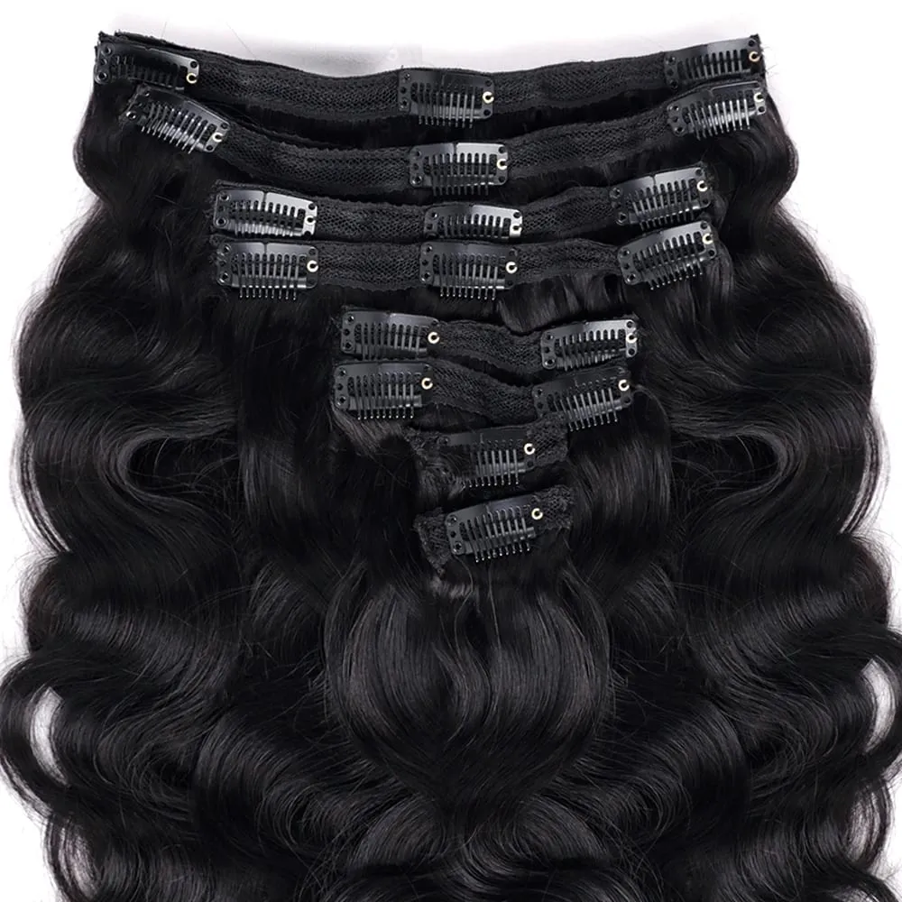 Body Wave Seamless Clip In Real Human Hair Extensions 8PC/Set Natural Brazilian Remy Hair Clip In Extension Full Head 16-32inch