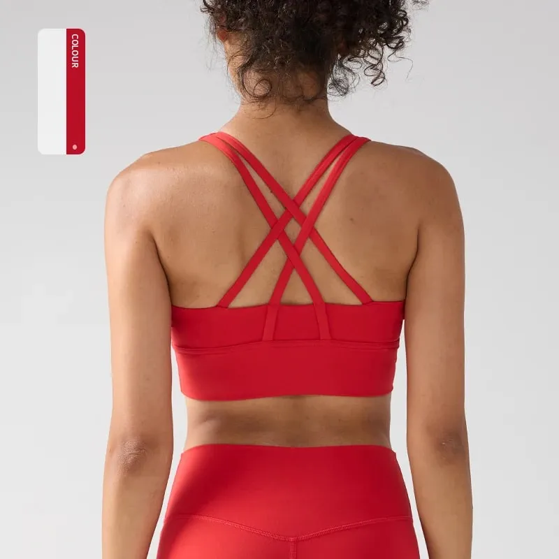 Solid Color Women Women Fitness Yoga Bras Race Back Sports Bras Nylon Top Women Bra Sexy Breathable Underwear For Women Gym — image 16