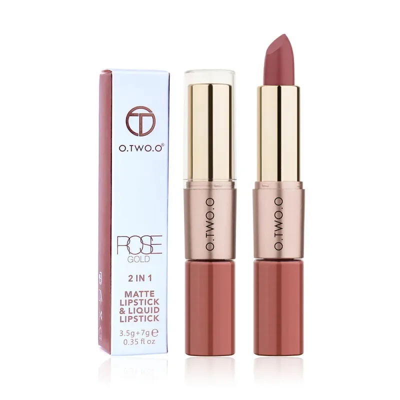 O.TWO.O 2 in 1 Matte Lipstick Lip Gloss Cosmetics Waterproof Pintalabios Batom Mate Lips Makeup Rouge 12 Colors Lip Stick — image 3