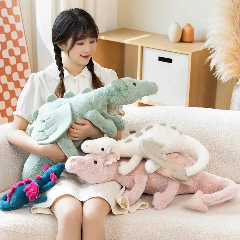 Blue Dragon Plush Toy Cute Soft Stuffed Animal with Colorful Spikes Wings Kids Birthday Gift Home Decoration Comfort Companion