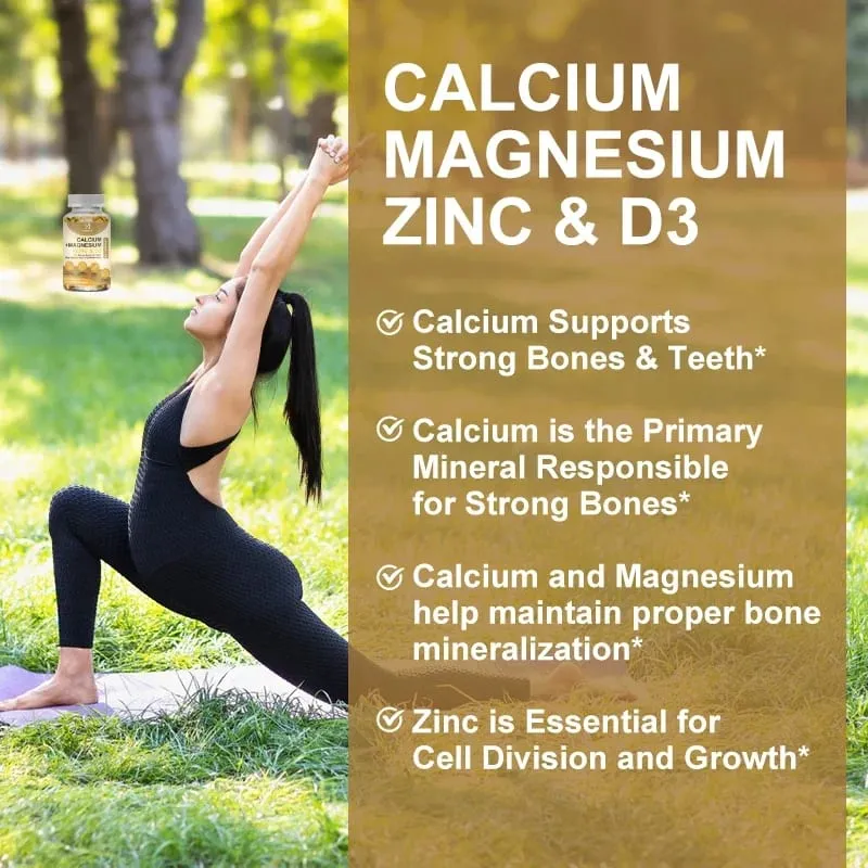 Bone & Muscle Support Supplement with Calcium Magnesium Zinc & D3 Supports Strong Bones Teeth Immunity & Vitality