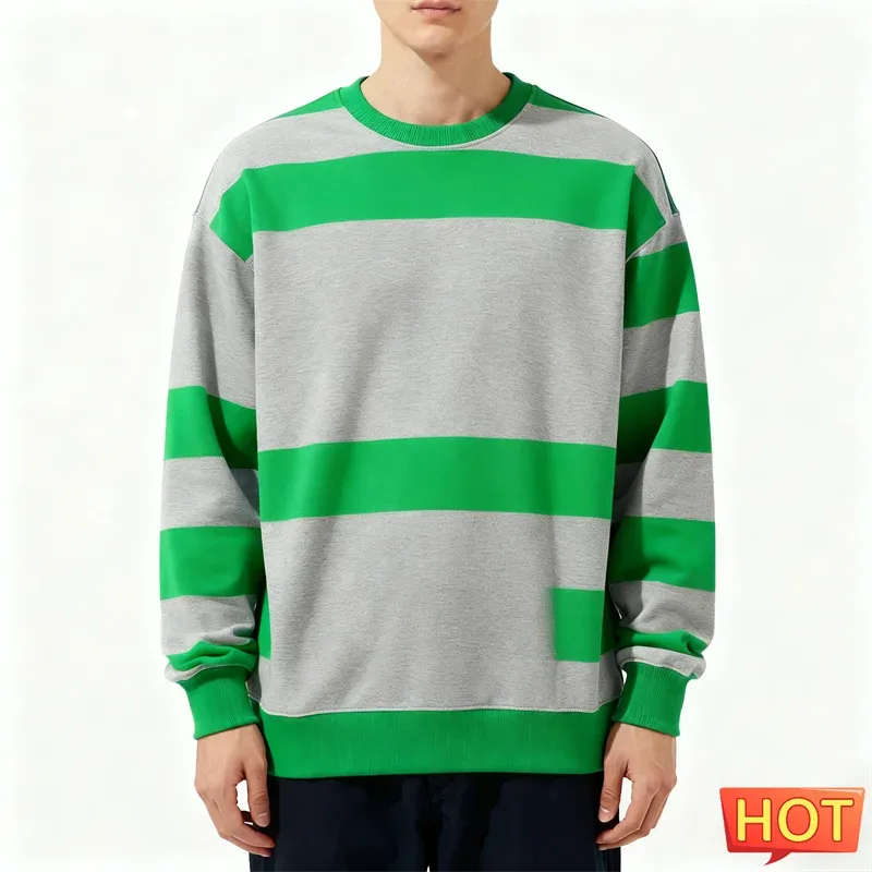 Simple Striped Graphic Sweatshirts For Men Fashion Trendy Long Sleeve 3D Printed Ugly Sweatshirt Casual Oversized Pullovers Tops