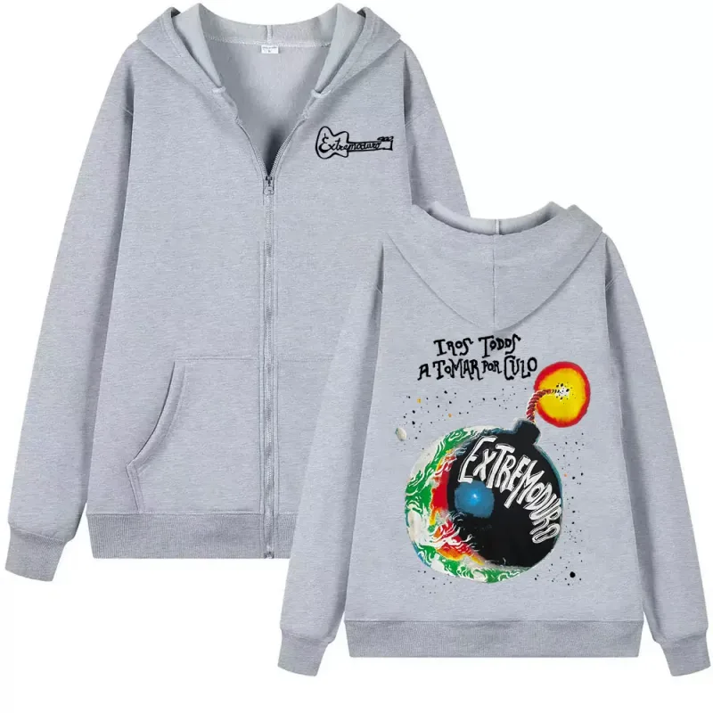 Rock Band Extremoduro Tour 2026 Zip Up Hoodies Men's Fashion Gothic Fleece Sweatshirts Coats Oversized Zipper Hoodie Streetwear — image 7