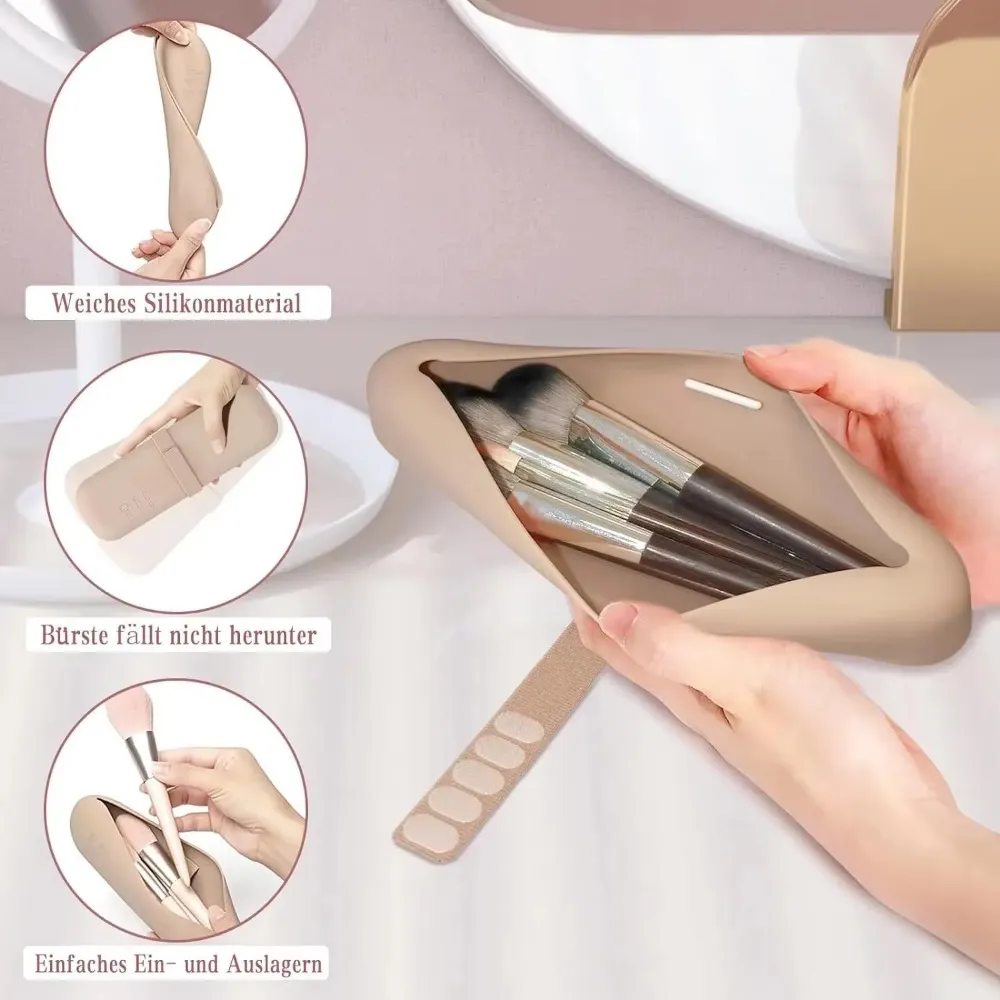 Travel Makeup Brush Holder Silicone Cosmetic Brushes Bag Makeup Sponge Case Portable Waterproof Makeup Tools for Women Girls — image 4