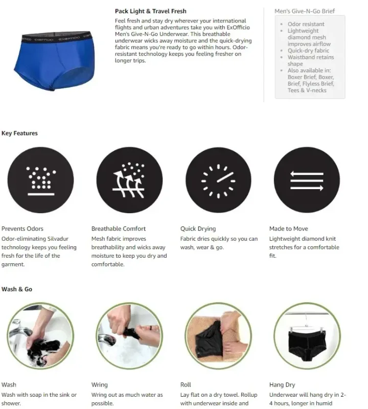 New Ex officio Exofficio Men Brief Men's Sports Hiking Briefs Quick-drying Breathable Men Underwear Tight Plus USA Size S-2XL — image 7