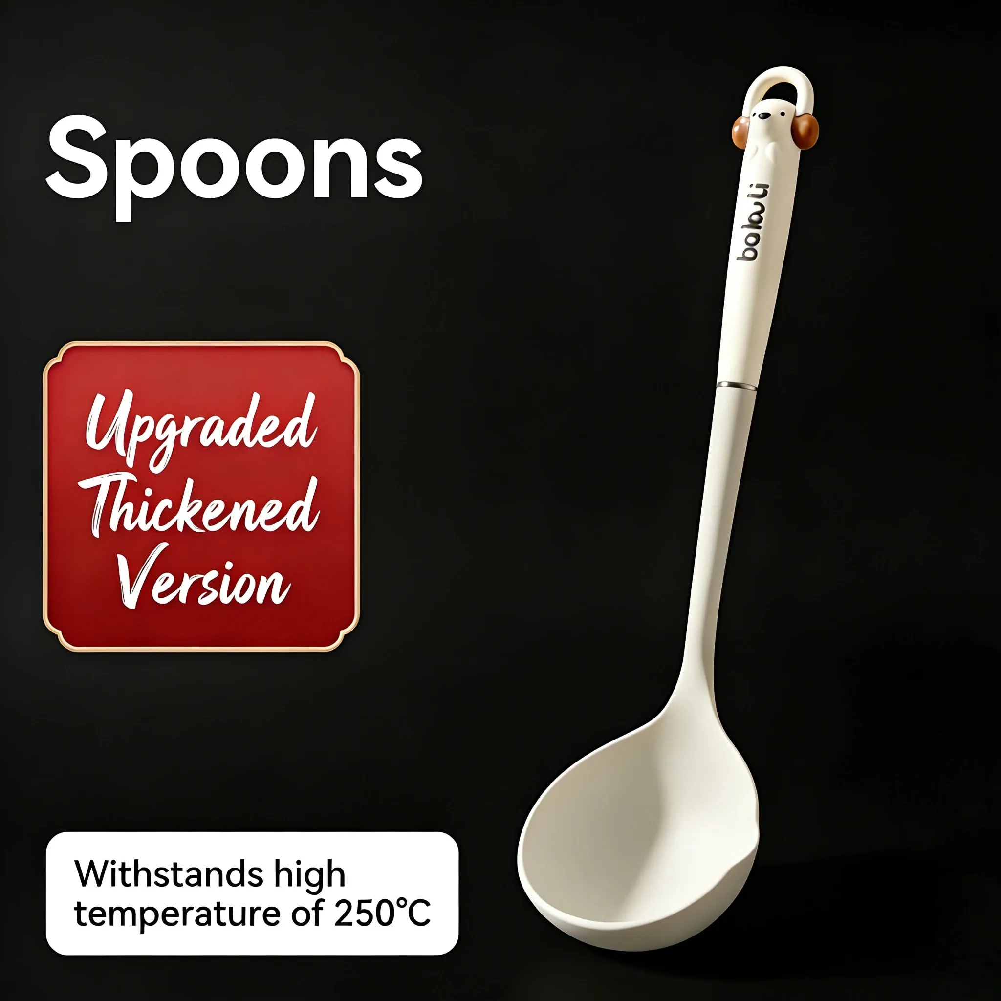New Improved Kitchen Cooking Utensil 3-Piece Set - Silicone Spatula Rice & Soup Spoon Heat Resistant Non-Stick Cooking Tools