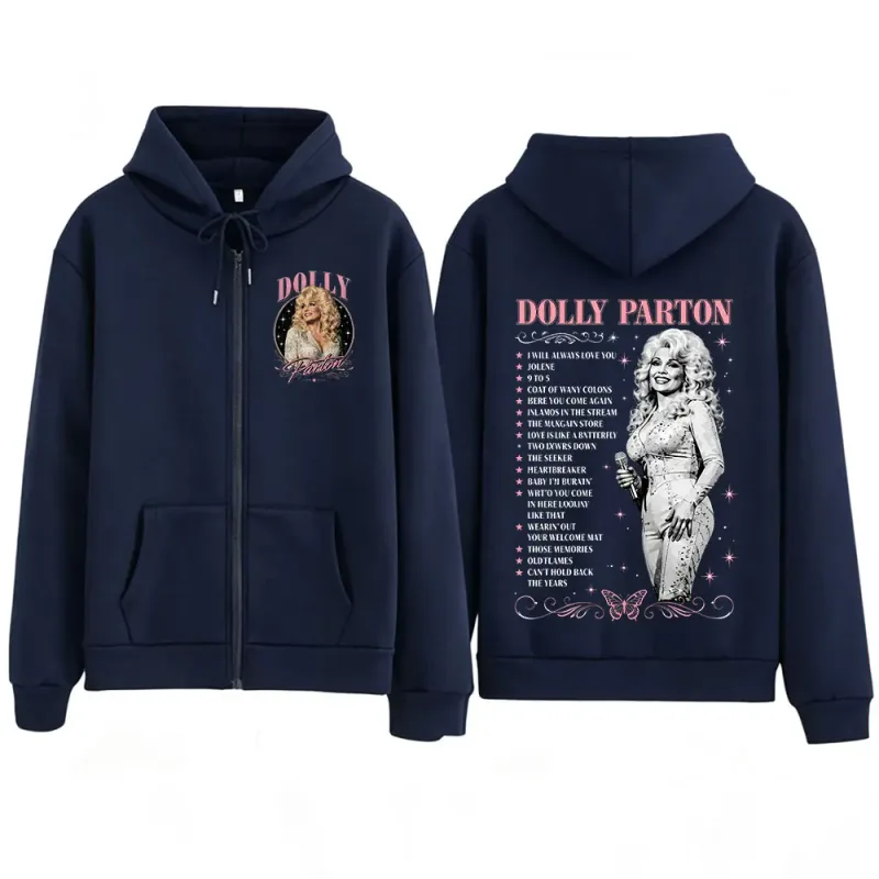 Dolly Parton Legend Country Music Zipper Hoodies Men Women Fashion Long Sleeve Oversized Zip Up Hooded Sweatshirts Jackets Coats — image 4
