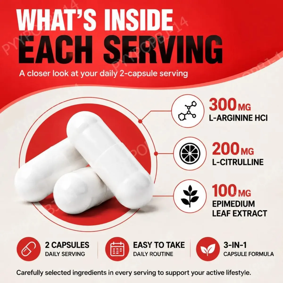 Googeer Male MD 3-in-1 Capsules with L-Arginine HCl and L-Citrulline and Epimedium Extract for Circulation Support 60 Capsules — image 5