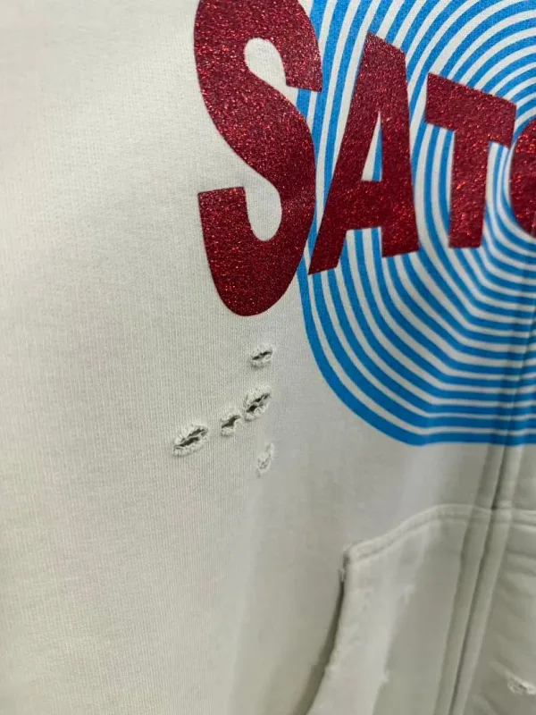 New Arrival Satoshi Zip Hoodie Destroyed Hole Design Loose Cotton Casual Outdoor Jacket Tops
