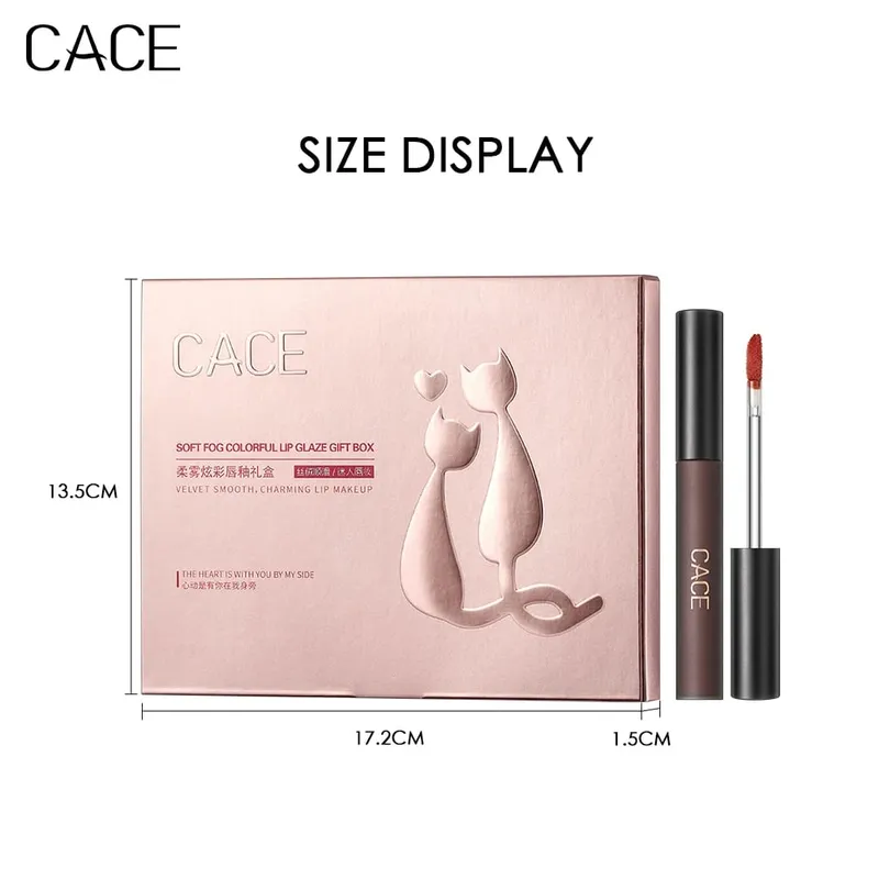 4 Stück flüssige Lippenstift-Make-up-Sets, matt, roter Farbton, Lipgloss, langlebig, wasserdicht, Lippenfleck, Kosmetik, mit Halskette, Geschenk — image 6