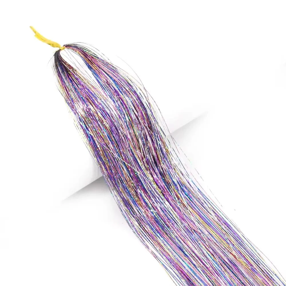 Sparkle Shiny synthetic Hair Tinsel Hair Extensions Dazzles Women Hippie for Braiding Headdress Hair Braiding Tools Long 120cm — image 22