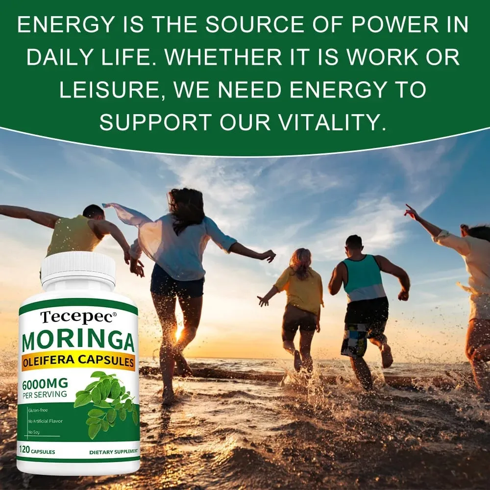 Organic Moringa Capsules 6000mg Antioxidant Boost Energy & Metabolism Support Immune Digestive Brain & Heart Health — image 5