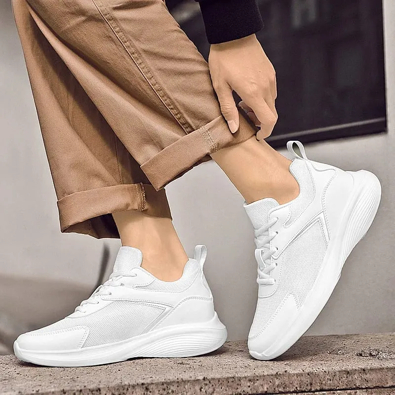 Zapatillas de deporte a la moda para hombre, zapatos con aumento de altura de malla transpirable, suela de microfibra, zapatos cómodos para caminar al aire libre — image 4